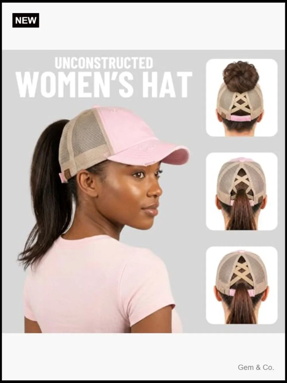 Criss Cross Ponytail Baseball Cap with Adjustable Fit